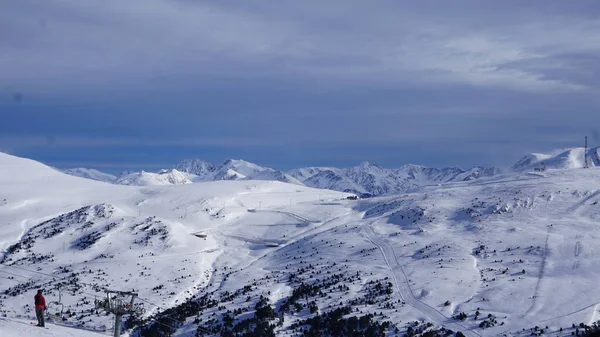 Imagens Nevadas Das Montanhas Pistas Esqui Andorra Dezembro 2021 — Fotografia de Stock