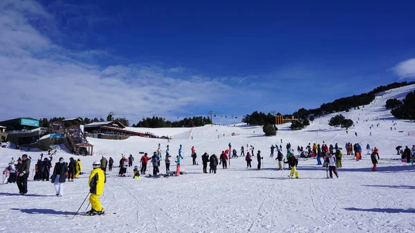 Snowy Krajobraz Tras Narciarskich Gór Grandvalira Andorze — Zdjęcie stockowe