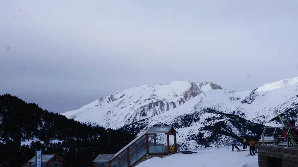 Paysage Enneigé Des Pistes Ski Des Montagnes Grandvalira Andorre — Photo