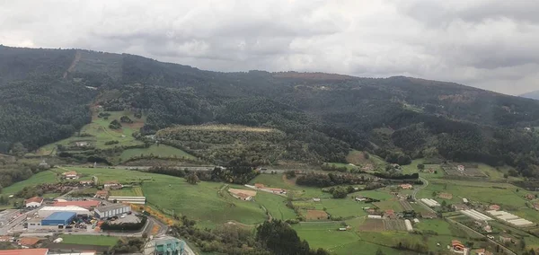 Luchtfoto Van Een Landelijk Gebied Baskenland Nabij Luchthaven Van Bilbao — Stockfoto