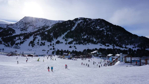 Grandvalira Andorra December 2021 Ski Sneeuwlandschap Het Skigebied Grandvalira Aan — Stockfoto