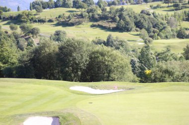 Donostia San Sebastian, Bask Bölgesi İspanya 'da bir golf sahasının manzarası