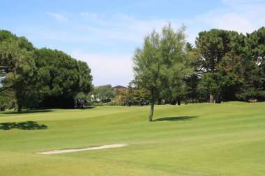 Biarritz, Aquitaine, Fransa 'da bir golf sahasının manzarası