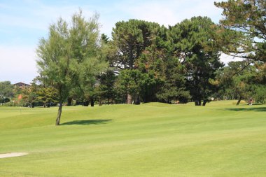 Biarritz, Aquitaine, Fransa 'da bir golf sahasının manzarası
