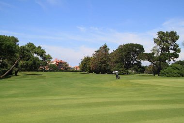 Biarritz, Aquitaine, Fransa 'da bir golf sahasının manzarası
