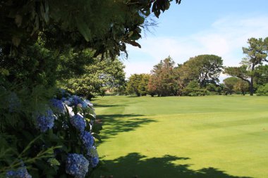 Biarritz, Aquitaine, Fransa 'da bir golf sahasının manzarası