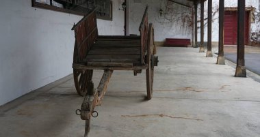 old cart for transporting grapes in a wine cellar