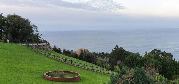 Hermosa Vista Panorámica Atardecer Costa Norte España Junto Isla San —  Fotos de Stock