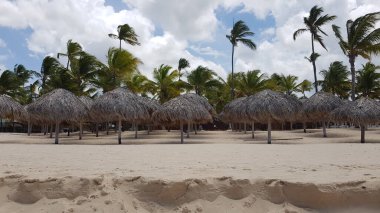 Dominik Cumhuriyeti 'ndeki Punta Cana, Playa Bavaro plajlarının manzarası. Karayip tatil kavramı.