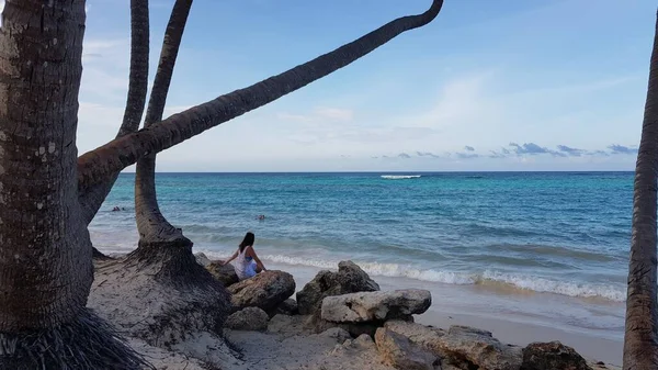 Landskap Stranden Punta Cana Playa Bavaro Dominikanska Republiken Karibien Semester — Stockfoto