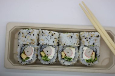 Beyaz backgraund üzerinde shusi fotoğrafı