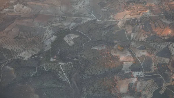 Luftaufnahme Ländlicher Felder Der Nähe Des Flughafens Madrid Spanien — Stockfoto