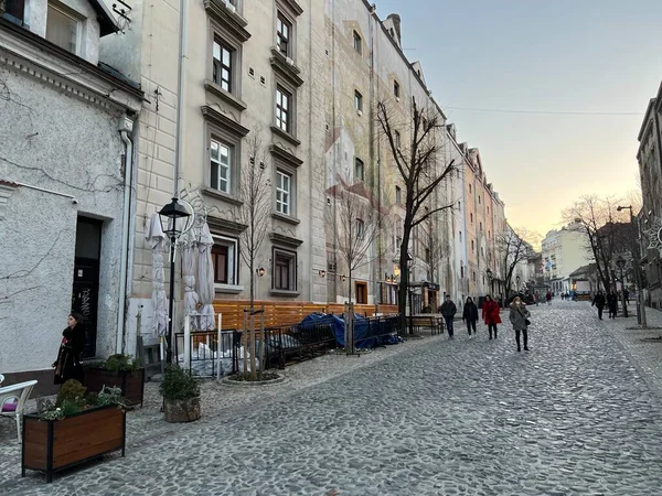 Belgrado Servië Februari 2022 Panorama Van Een Oude Straat Belgrado — Stockfoto