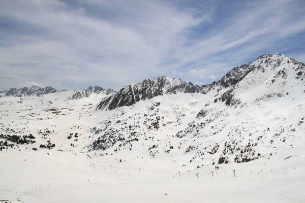 Paysage Montagnes Enneigées Dans Station Ski Grandvalira Andorre — Photo