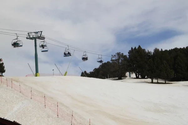 Tájkép Havas Hegyek Sípálya Grandvalira Andorra — Stock Fotó