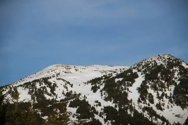 Landskap Snöiga Berg Skidorten Grandvalira Andorra — Stockfoto