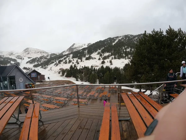 Terrace Grandvalira Ski Resort Bad Weather Day — Stock Photo, Image