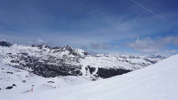 Landschappen Van Het Skigebied Grandvalira Pyreneeën Andorra Een Zonnige Dag — Stockfoto
