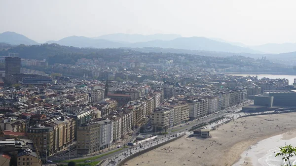 Vista Desde Monte Ulia Playa Zurriola Barrio Gros Donostia San — Foto de Stock