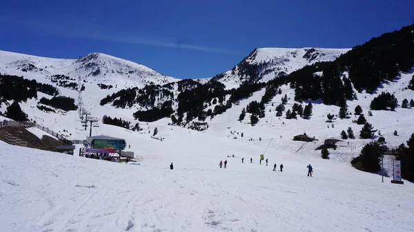 Landschap Van Sneeuw Bergen Een Skigebied Andorra — Stockfoto