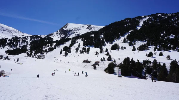 Krajina Sněhu Hor Lyžařském Středisku Andorře — Stock fotografie