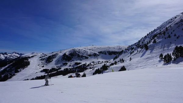 Landschap Van Sneeuw Bergen Een Skigebied Andorra — Stockfoto