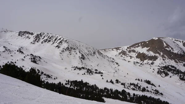 Paisaje Nieve Montaña Una Estación Esquí Andorra — Foto de Stock