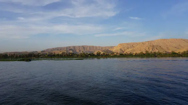 Landscape Nile Shore Boat Egypt — Fotografia de Stock