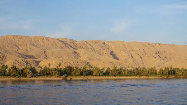 Landscape Nile Shore Boat Egypt — Fotografia de Stock