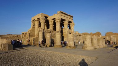 View of the Komombo temple along the Nile River in Egypt