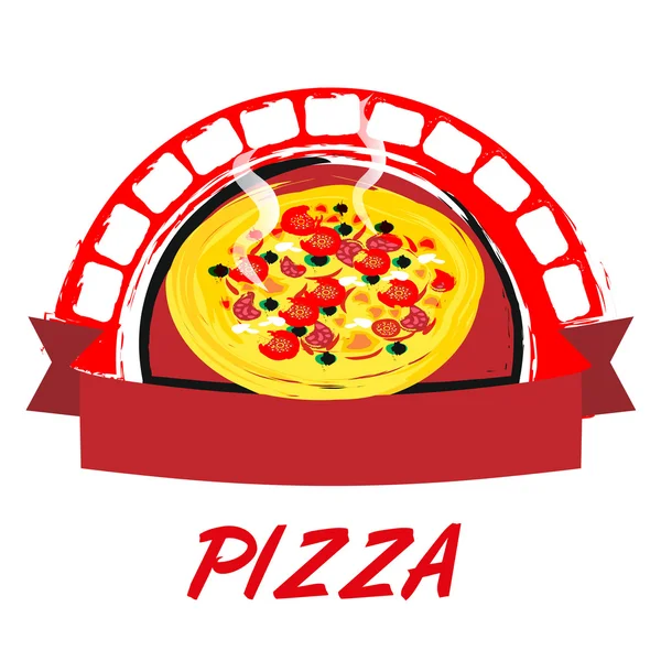 Une étiquette est pizza — Image vectorielle