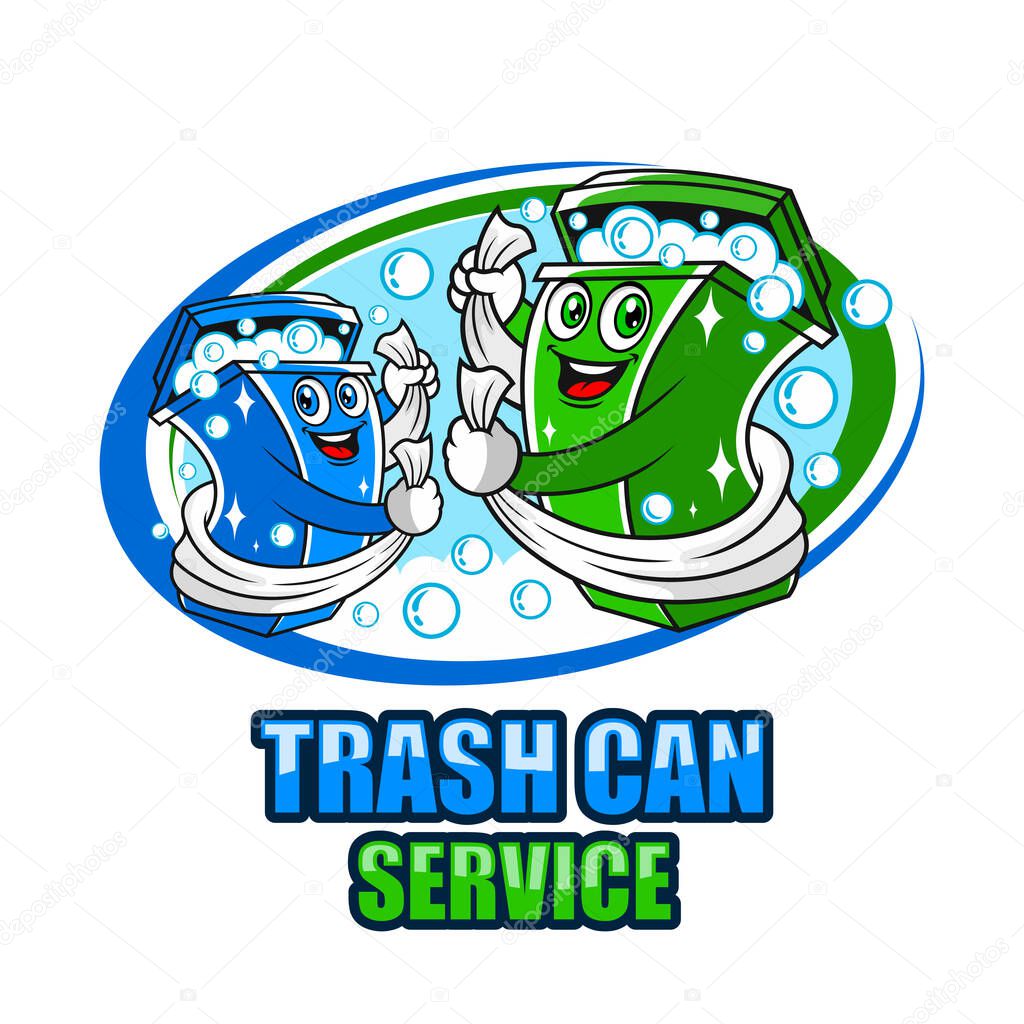 Modern trash can service logo. Vector illustration