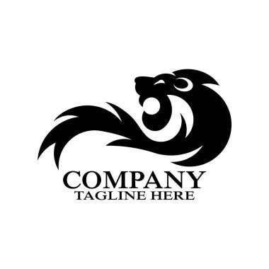 Modern siyah aslan logosu. Vektör illüstrasyonu