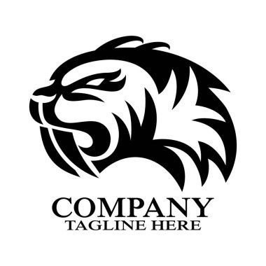Modern kılıç dişli kaplan logosu. Vektör illüstrasyonu