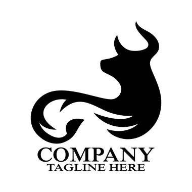 Modern stilize siyah boğa logosu. Vektör illüstrasyonu