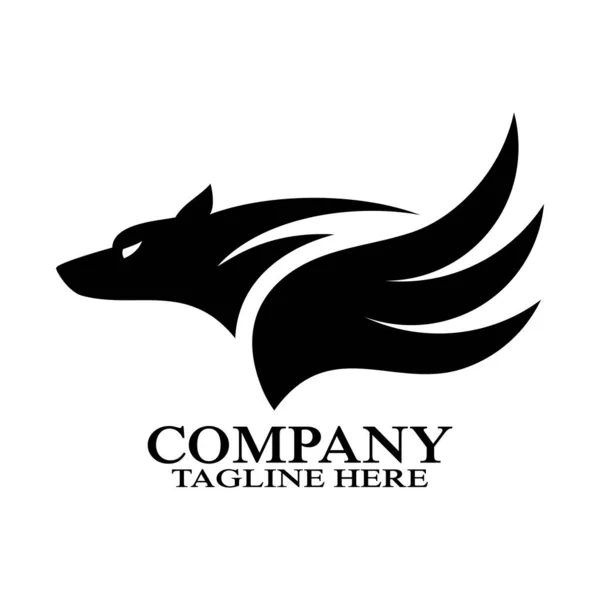 現代的な様式化された速い黒いオオカミのロゴ ベクターイラスト — ストックベクタ