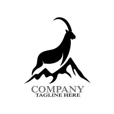 Modern dağ keçisi logosu. Vektör illüstrasyonu