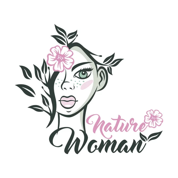 Modern Beauty Woman Nature Logo Vector Illustration — Stock vektor