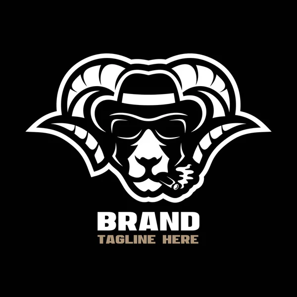 Modern Goat Ganster Head Mascot Logo Vector Illustration — Vettoriale Stock
