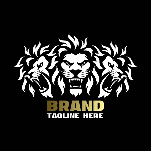 Modern Mascot Triple Head Lion King Logo Vector Illustration — Image vectorielle