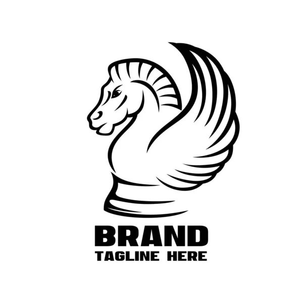 Modern Horse Pegasus Chess Piece Logo Vector Illustration — Image vectorielle