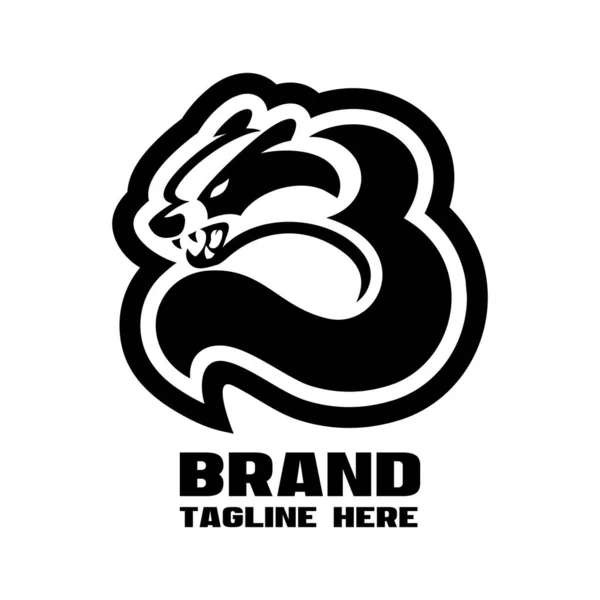 Modern Letter Angry Badger Logo Vector Illustration —  Vetores de Stock