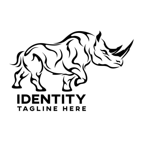Logo Rhino Stylisé Simple Moderne — Image vectorielle