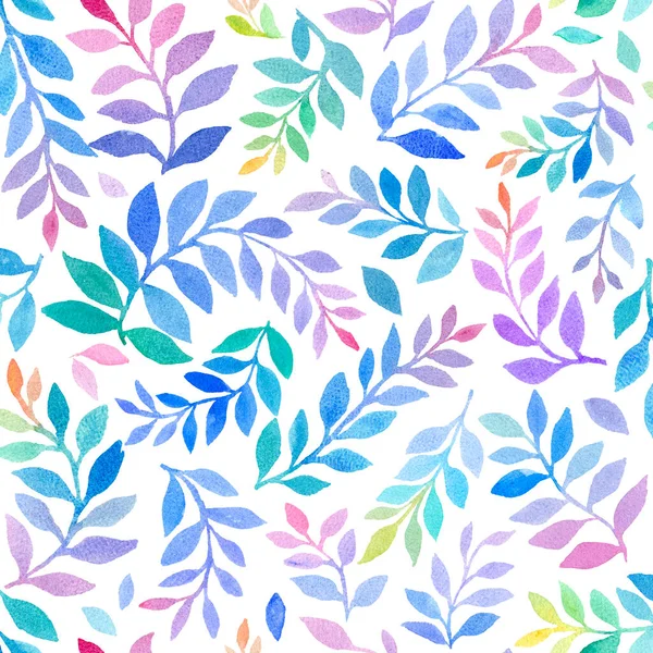 Watercolour Rainbow hand painted Leaves half drop seamless pattern. High quality photo. Great for fabric, Pride month products, stationery, bedding background and more