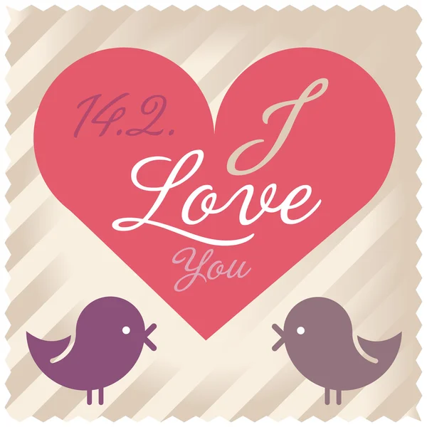 Love letter. Valentine card. Bird. Love bird. — Stock Vector