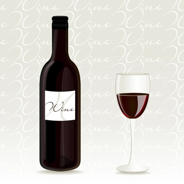 Bouteille vecteur de vin rouge et verre — Image vectorielle