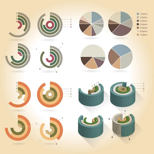 Tortas e gráficos de design de infográficos — Vetor de Stock