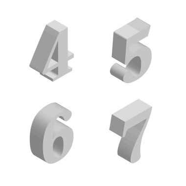 vettore prospettiva alfabeto numeri