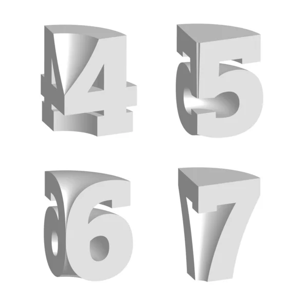 Vector perspective alphabet numbers — Stock Vector