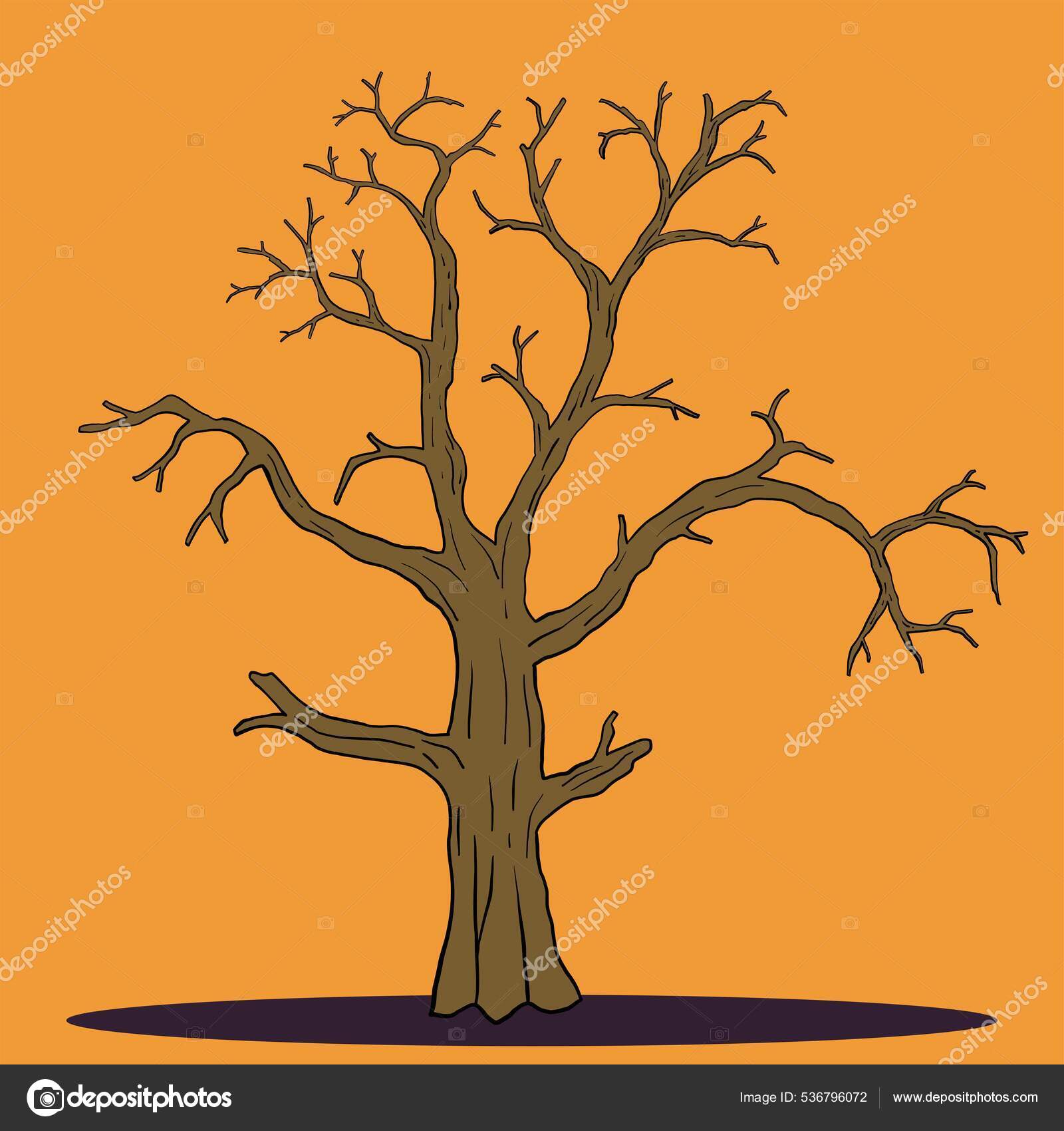 Einfachheit Halloween Toter Baum Freihändig Zeichnen Flache Konstruktion  Stock-Vektorbild von ©tanarch 536796072, image size:1600x1700
